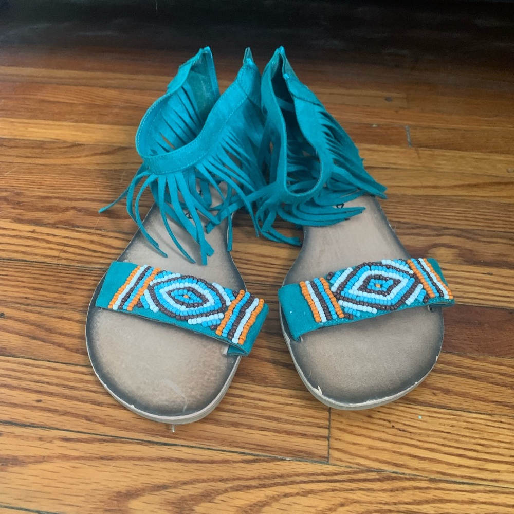 Beaded and fringe sandals